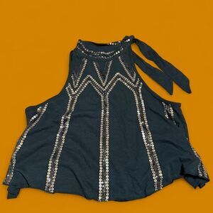 Free People Glitter City Sequin Halter Top, size small